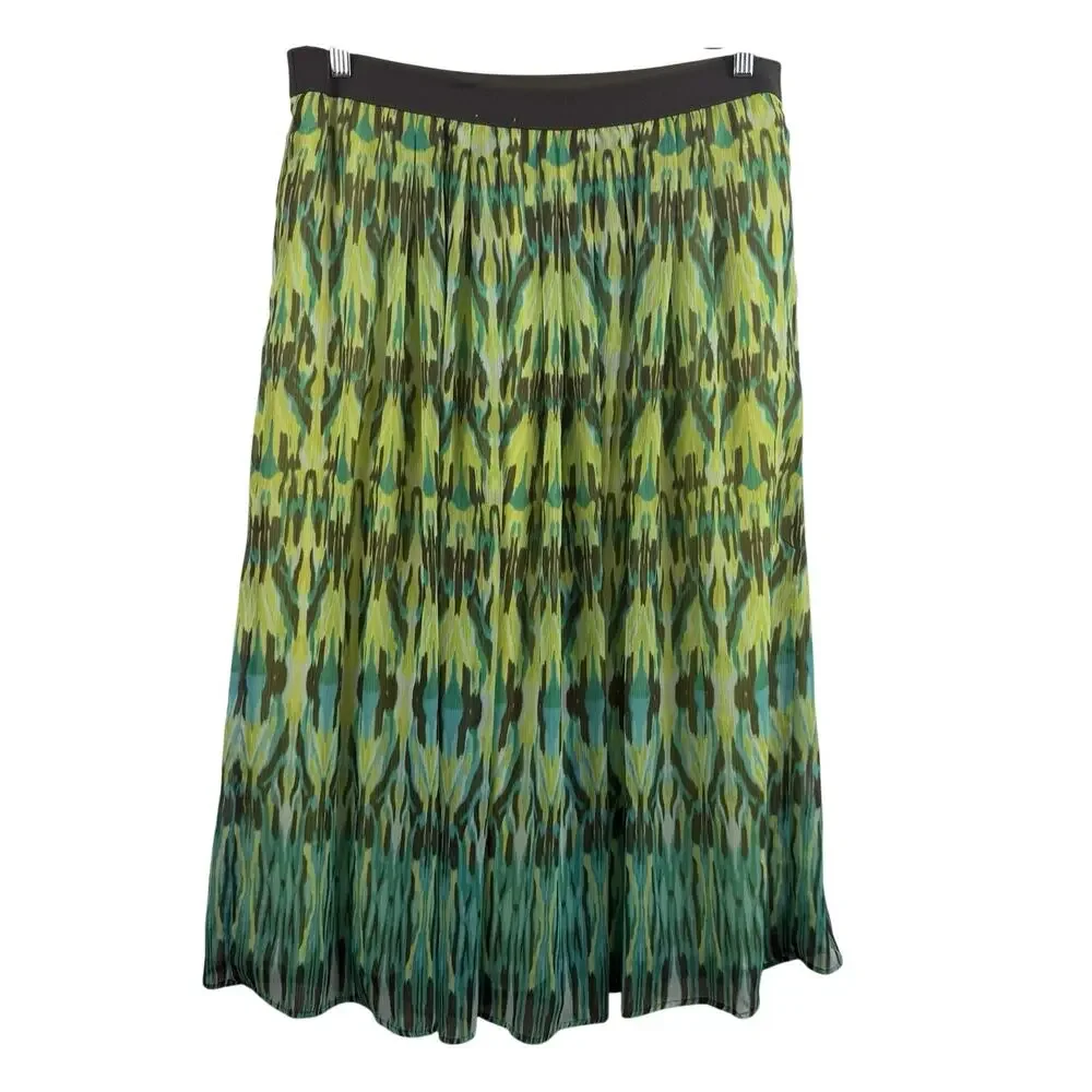 Ruby Rd. Watercolor Ikat Crinkle Maxi Skirt Size 16W Fairycore Elastic Waist